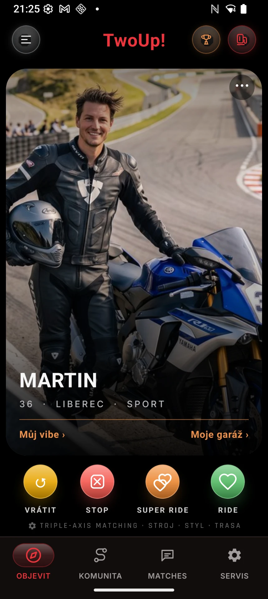 Profil jezdce Martin, 36, Liberec - sportovní motorka